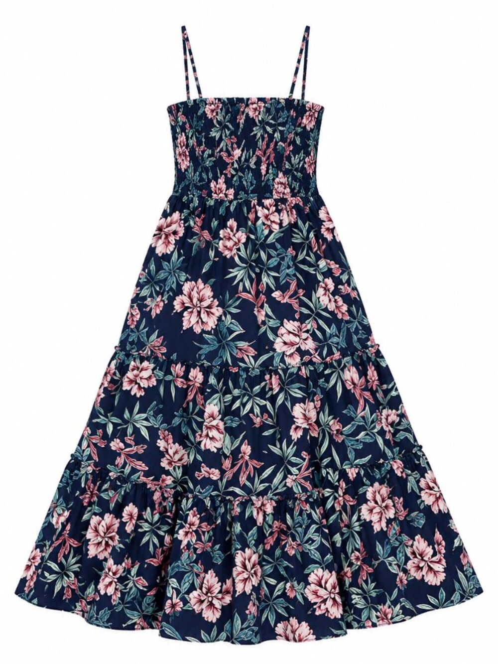 Sleeveless Slip Midi Dress Navy Floral, M